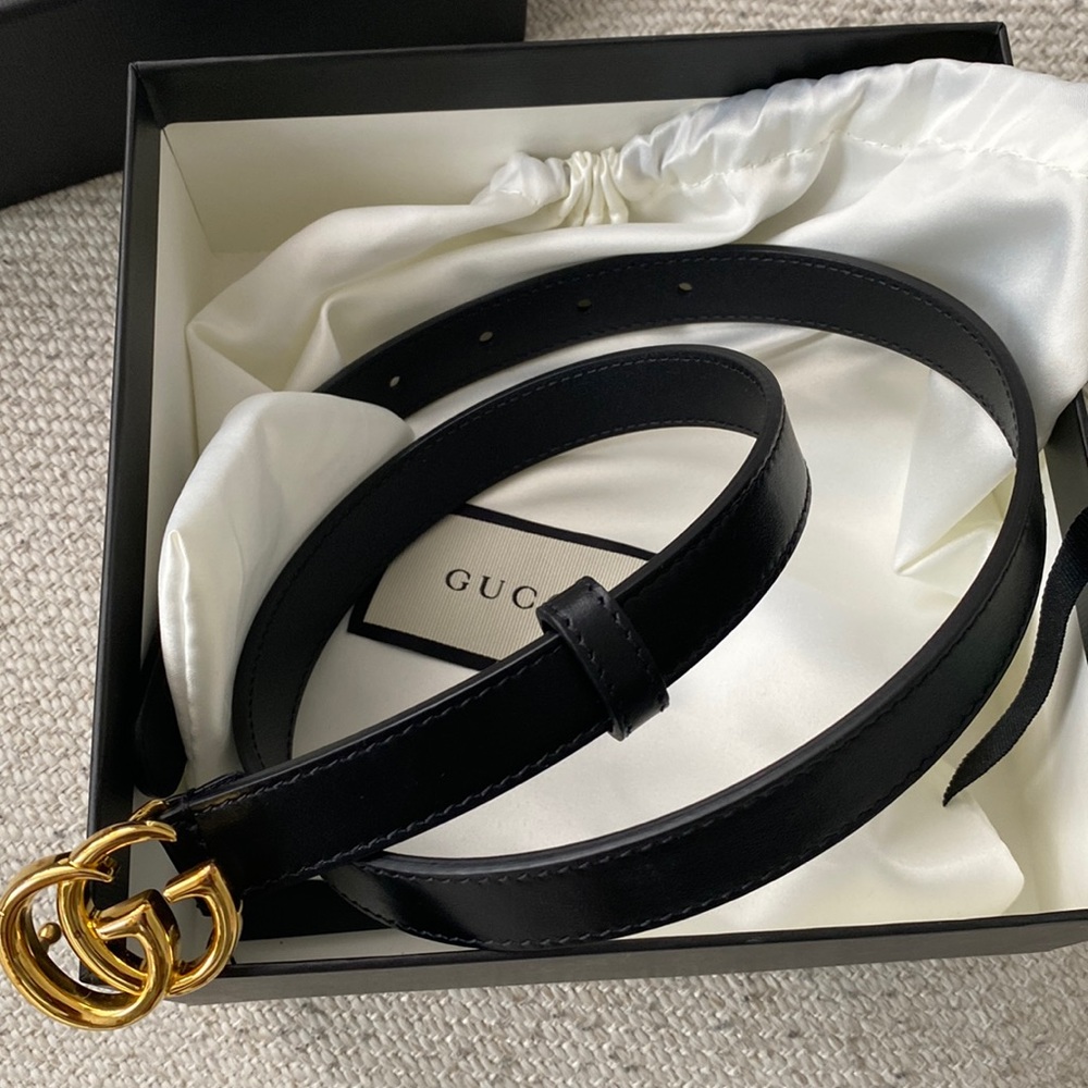 Gucci GG Marmont thin black belt 409417 0YA0O 1000